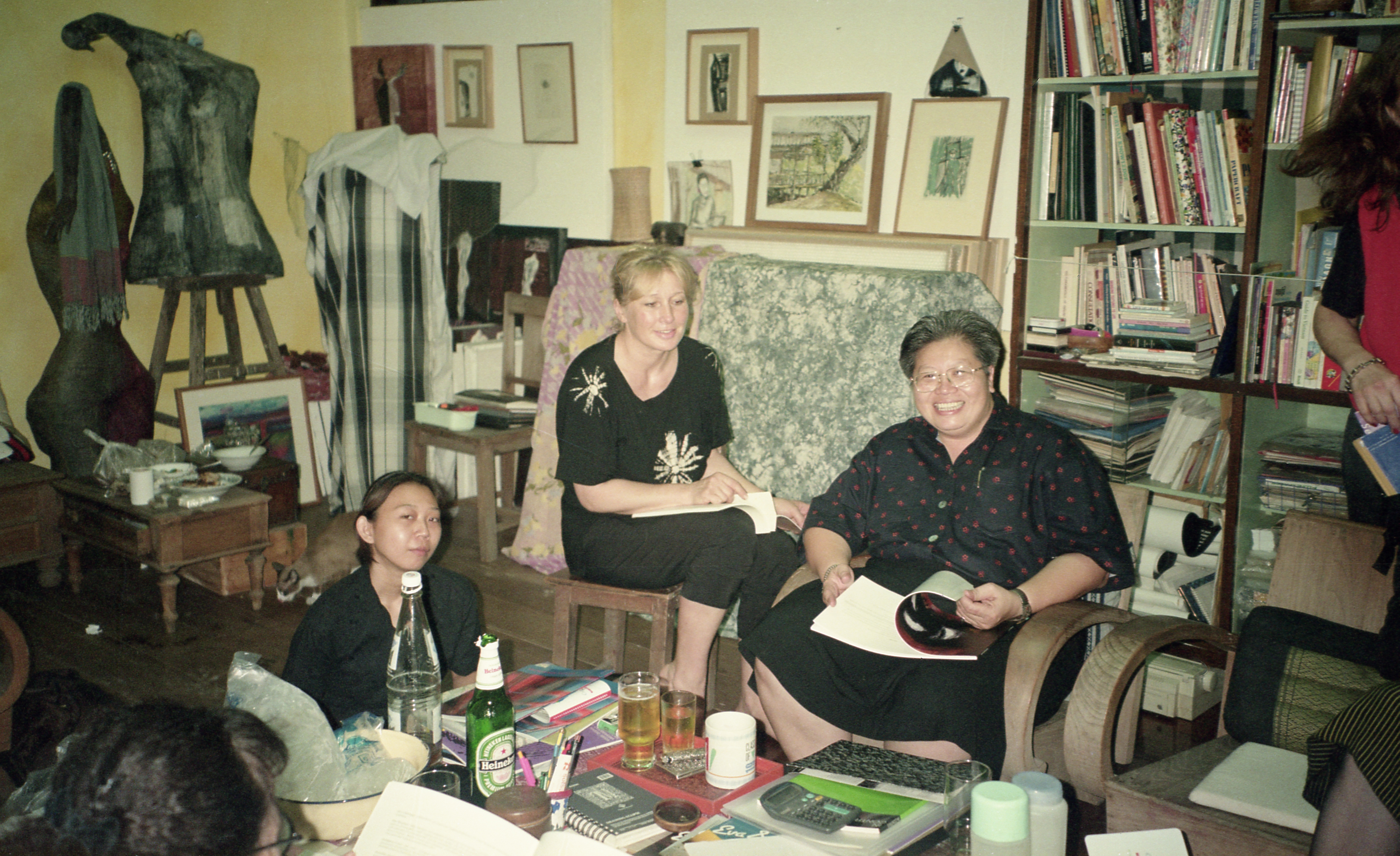 Visit from Inge Brokska, Regine Hellwif Schumid, etc. at Studio Xang (Set of 7 Photographs)