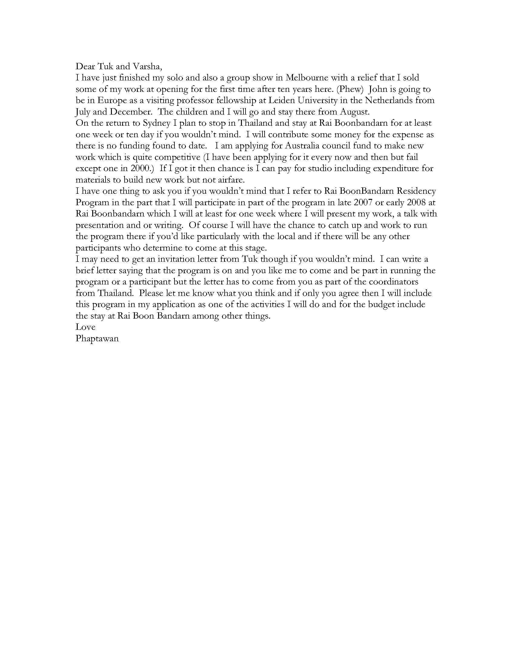 Email from Phaptawan Suwannakudt to Varsha Nair and Nitaya Ueareeworakul