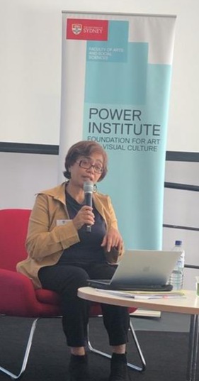 Faludette May Dautin speaking at ‘Art Digitality and Canon-making'