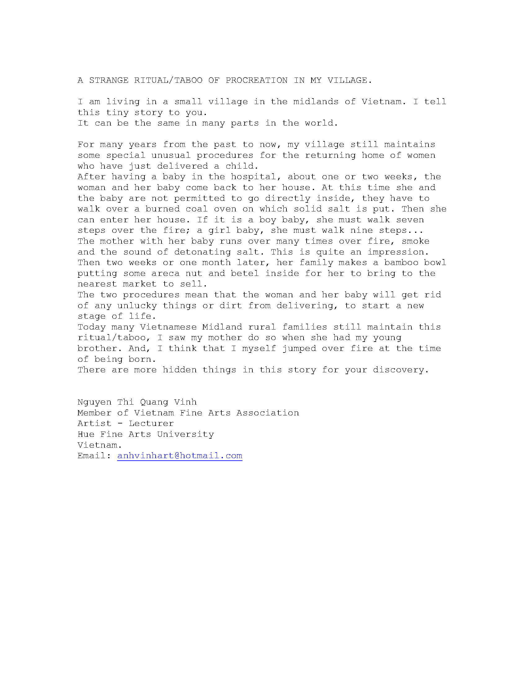 A Strange Ritual/Taboo of Procreation in My Village