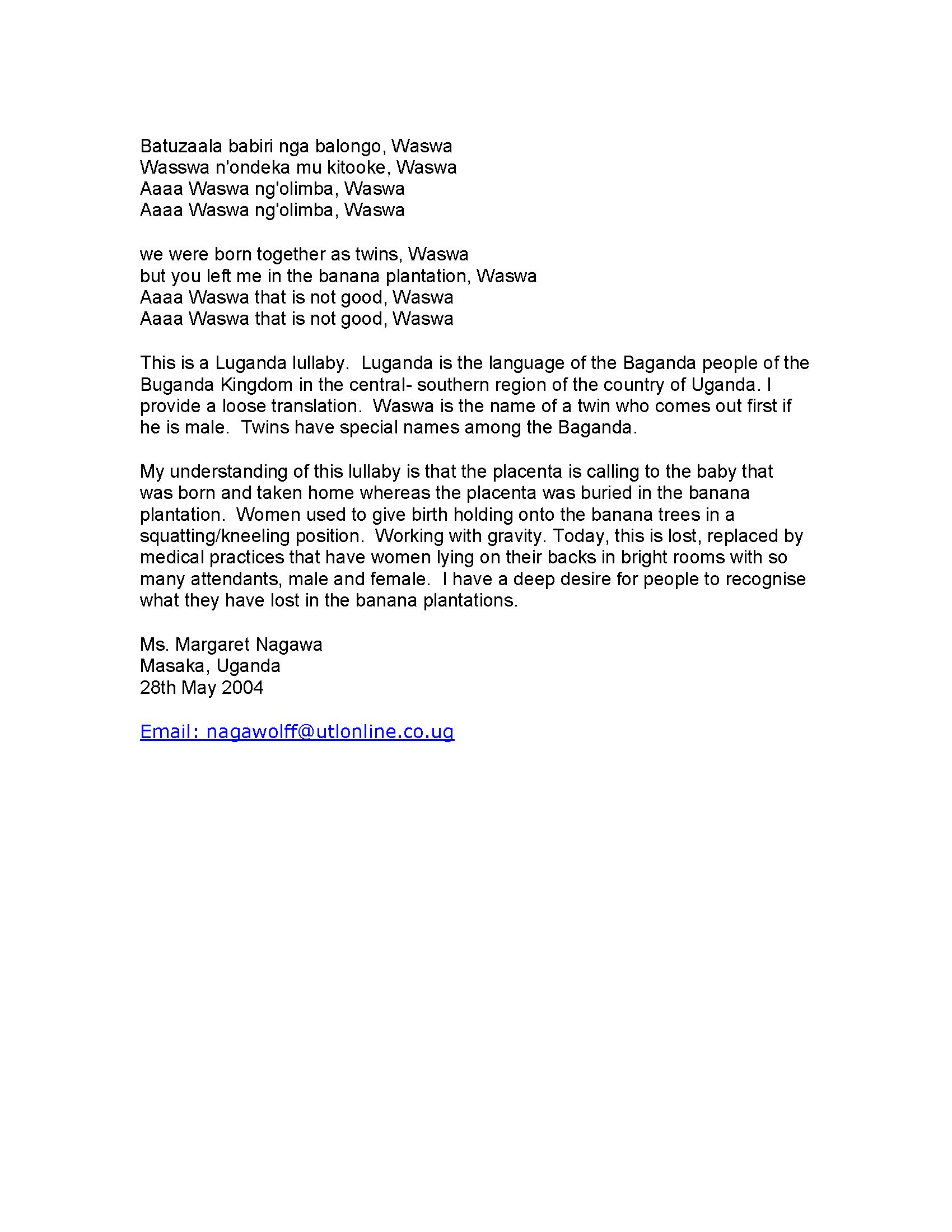 Artist Statement by Margaret Nagawa