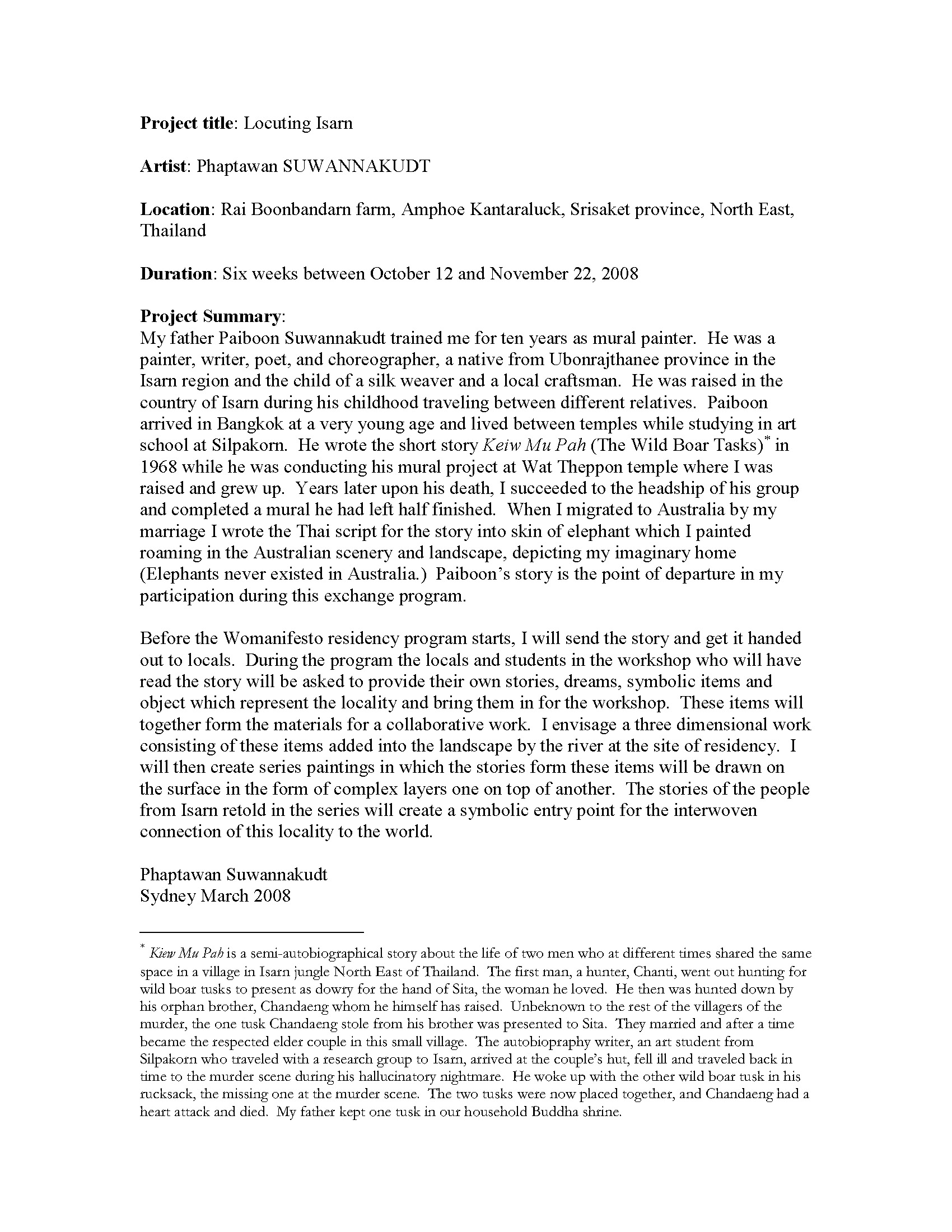 Locuting Isarn — Project Proposal by Phaptawan Suwannakudt